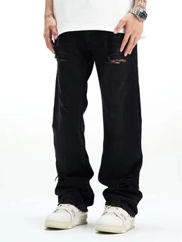 YIHANKE Preto Riscado calças de Brim dos Homens de Nova Y2k calças de Brim dos Homens Hip Hop Harajuku Baggy Jeans Streetwear Calças para Homens Dropshipping