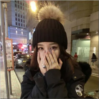 Chapéu de mulheres inverno versão coreana de chapéus de pêlo, como o guaxinim pele bola plus pele espessada quente bonito estudante de ouvido, capa protetora
