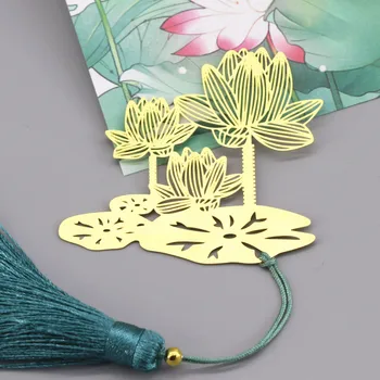 1pcs Lotus Abrir e Bronze Franjas de Metal Arte Lotus Art Dom Indicador Estilo Clássico Chinês Zen Lotus