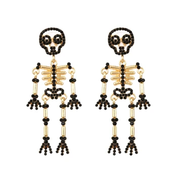 Gótico de strass Esqueleto Queda Dangle Brincos de Cristal Osso do Crânio Pingente Brinco de Personalidade Festa de Halloween Ornam