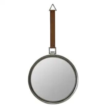 Espelho de Metal Pendurado com Pulseira de Couro
