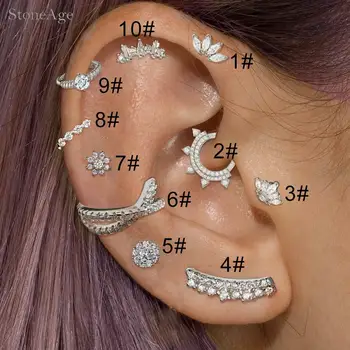 Cartilagem da orelha Piercing Helix Daith Brincos para Mulheres 1pc Delicado Parafuso de Aço Inoxidável, Cristal Earbone Lavoura no Ouvido de Jóias