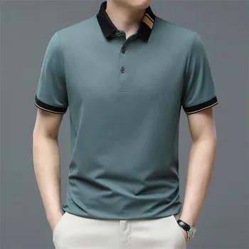 Alta Qualidade de Manga Curta, Camisa de Polo Camisas do Golfe Homens Tee Tops Vire para Baixo de Gola Polo de Negócios campo de Golfe Veste para os Homens 2023 Verão