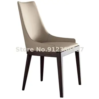 Nordic sólido de madeira cadeira de jantar do hotel restaurante a luz de luxo cadeira de couro simples encosto da cadeira do designer de modelo de quarto de assento