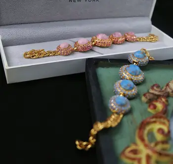 Vintage high-end colorida jóia pulseira para Mulheres Colar Brincos