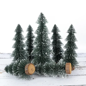 Área de trabalho em Miniatura de Árvore de Pinus com Base de Madeira de Simulação de Mesa, Árvore de Natal Pinheiro Pequeno Decoração da Árvore de Natal Festa de Casa, Decora