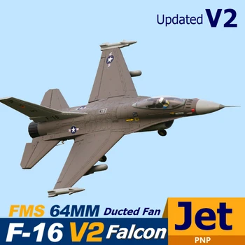 FMS Avião de RC 64mm F16 F-16 V2 Vigilantes Ventilador Ducted FED Jet Escala de Cinza Warbird Lutador Passatempo Modelo de Avião de Avião Avion PNP