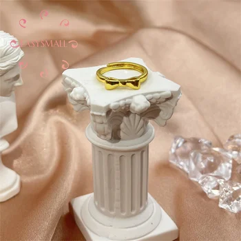 Golden Bow Ocos Anel Vintage Elegante Cristal Mulheres Pérolas, Jóias Festa de Casamento de Dom Acessórios Sterling Silve