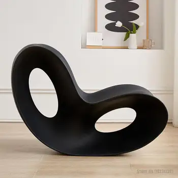 Preguiçoso Resine Salão Nórdicos Cadeira De Balanço Ergonômico Varanda Preto De Plástico, Designer De Cadeiras