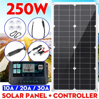 Painel Solar 50W 12V24V Monocristalino duplo do Poder de USB Portátil Solar Exterior da Célula de Carro, Navio, Acampamento de Caminhada de Viagens Carregador do Telefone