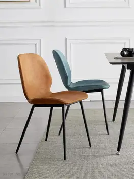 Nordic cadeira de jantar a luz de casa de luxo restaurante couro encosto da cadeira secretária fezes moderna e simples de maquiagem cadeira de ferro forjado