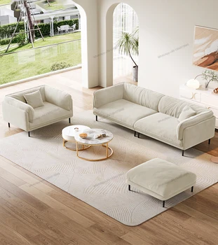 Sofá da sala, o pequeno tamanho da família, moderna e simples, removível e lavável villa, duas pessoas e três pessoas creme de estilo sofá