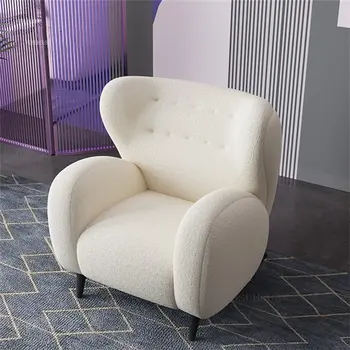 Nórdicos, De Volta A Sala De Estar Cadeiras Simples De Luxo Sofá Cadeira De Sala De Estar Mobiliário De Designer Cordeiro De Lã De Lazer Poltrona De Um