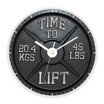 3D Engraçado Tempo Para Levantar a Barra e Placa de Treino Relógio de Parede para o Ginásio de Fitness, Sala de Trem Bodybuild Grande Relógio de Parede Decoração o Pai Presente