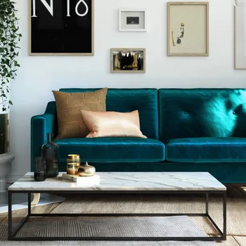 Tess Sofá com Soft Pocket Bobina de Almofadas, Pequeno Espaço de Sala de estar, Móveis de Veludo Verde