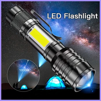 Portátil Mini Lanterna LED Super Brilhante USB Recarregável Zoom Tochas Waterproof a Luz de Camping Lanterna de Longo Alcance