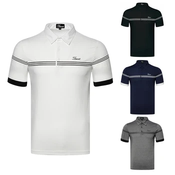 Novo Vestuário de Golfe Homens Respirável Sweatwicking Superior de Homens de Secagem Rápida Camisa de Verão Novo Manga Curta T-shirt do Polo de Golfe Desgaste