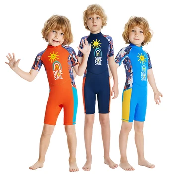 2023 Moda infantil de Manga Curta, de Uma Peça de Maiô Surf Terno Protetor solar, de Secagem Rápida de Água de Esportes de Praia, Nadar, Surfar Terno