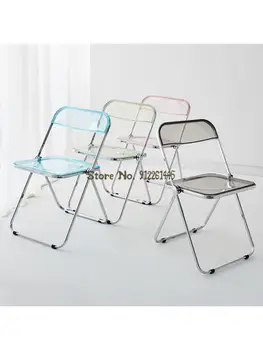 Nordic Minimalista Ins Líquido Vermelho Loja De Design Criativo De Tiro Adereços Transparente Cadeira Dobrável De Cristal De Plástico, Encosto De Jantar