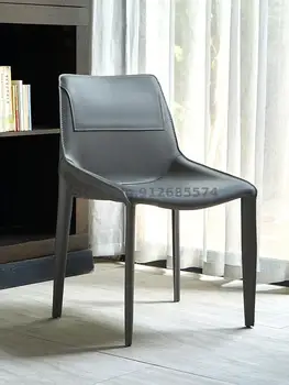 O Nordic Light Luxo Sela De Couro Cadeira De Jantar Moderna E Minimalista Italiano Cadeira De Jantar Minimalista Do Designer De Cadeira De Secretária