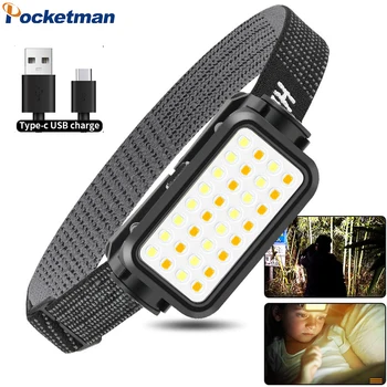 Pocketman Brilhante Super do COB Farol de LED Recarregável USB Farol de Cabeça Impermeável Lâmpada de luz Alta Luz de Cabeça com Bateria