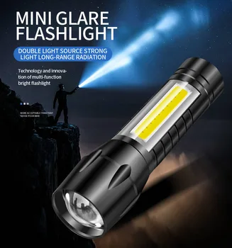 Construído Na Bateria Zoomable Foco Mini-Lanternas De Led, Lâmpada De Lanterna Ajustáveis, Lanterna Nos Impermeável Do Diodo Emissor De Luz