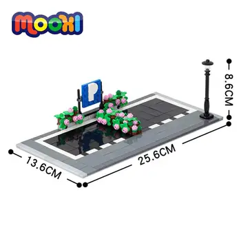 MOOXI Rua da Cidade de Exibição de Estacionamento Flor Modelo de Construção de Bloco de Tijolo Brinquedo Educativo Para as Crianças do Presente Montar as Peças MOC4056