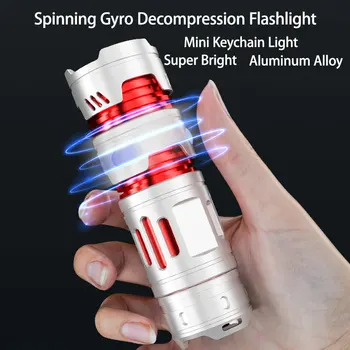 Portátil, Mini Lanterna elétrica do DIODO emissor de luz Poderoso Luz do Keychain do Acampamento Impermeável Tocha Giroscópio de Descompressão da Liga de Alumínio de Lanternas