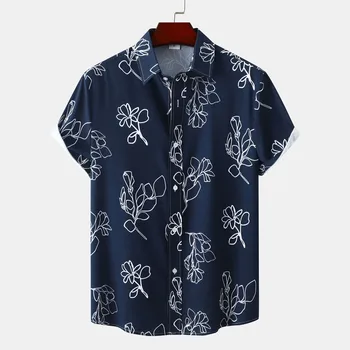 Camisas masculinas 2023 Verão Solto Respirável Impressão 3d Moda Fashion Havaiano Camisas de Partido de Praia Tops de Mangas Curtas de Verão