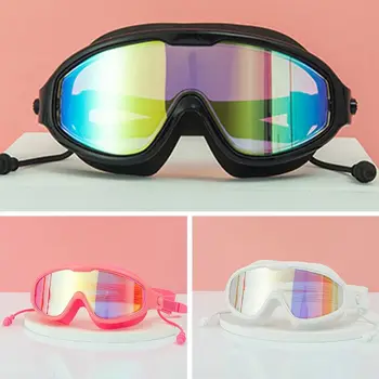 Óculos de proteção da natação do Silicone de Natação Óculos Grande Quadro com Tampões Homens Mulheres Profissionais HD Anti-fog Óculos de Natação Acessórios