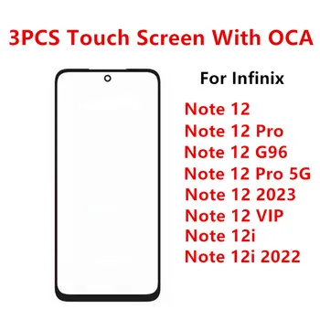 3PCS Tela Frontal Para Infinix Nota 12 Pro 5G 2023 VIP 12 2022 X670 Painel de Toque do LCD para Fora de Vidro Substituir Parte de Reparo + OCA