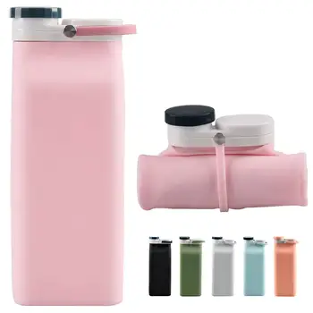 Desmontável Garrafa de Água Livre de BPA - Garrafa de Água Dobrável para Viagem Garrafas de Esportes com o Triplo de Prova de Vazamento Leve de 20 oz