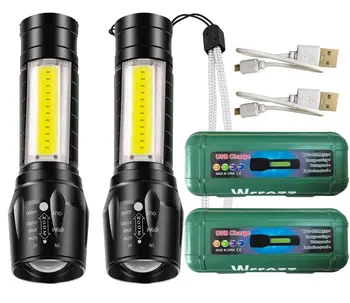 Lanterna LED Recarregável USB Mini Ultra Brilhante de Mão portátil pequeno bolso com o flash da ESPIGA do lado de busca de luz Elevado do lúmen