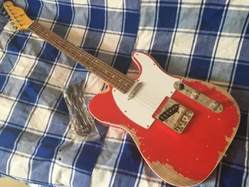 Maiores artesanato studio.idade vermelho st strat stratocaster a guitarra elétrica guitarra handmade corpo de Cinzas hardware antigo