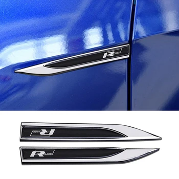 2pcs 3D Metal Rline R linha de Logotipo do Carro Fender Lado da Asa Emblema Emblema Adesivo Para VW Golf 7 Golf MK7 6 MK6 Tiguan Polo Jetta CC