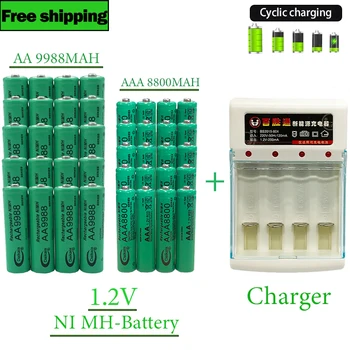 AA+AAA Bateria 100%Nova Original 1,2 V AA9988MAH+AAA8800MAH+Carregador NI MH Bateria Recarregável para o Cabelo Clipper Calculadora máquina de Barbear