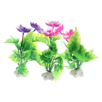 Decorativos, Plantas Aquáticas Artificial Verde Lotus Embelezar O Aquário De Esconderijo