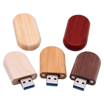 O Logotipo pessoal de Madeira Oval USB Pen Drive de 8GB 16GB 32GB 64GB de 128GB USB3.0 Pendrive USB, Movimentação do Flash do disco de U Presentes de Casamento