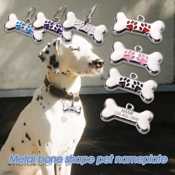 Anti-perda de Metal Tag de Cão Ornamento de Suspensão Coleira de Liga de Zinco Ósseo Ornamento de Suspensão Gravado Identidade da Placa de identificação do seu animal de Estimação
