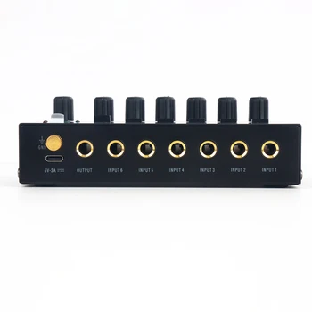 Mini Mixer de Áudio Estéreo de Linha de Mixer para o Sub-Mistura com Ruído Ultra-Baixo de 6 Canais para Guitarras, Teclados ou Estágio Misturador de Extensão