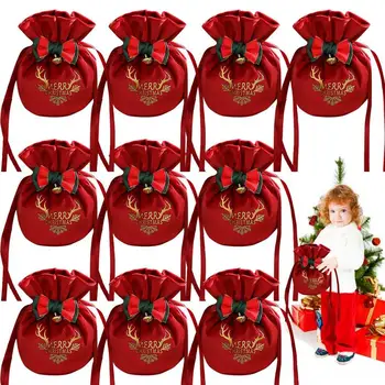 10Pcs/lot Natal de Veludo Saco de Doces de Presente Agradável Pulseiras Jóias Cordão Bolsa Para o Natal, Casamento, Aniversário, Ano Novo