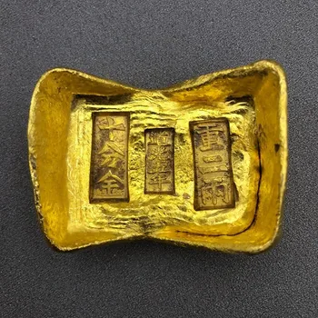 Antigo Dourada Daoguang De Cinco Anos De Ouro Lingote Enfeites