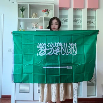 A Arábia saudita bandeira Banner 90*150cm de alta qualidade duplo lado impresso de Suspensão de poliéster Arábia saudita bandeira Nacional Para a Decoração