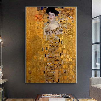 Famoso Retrato de Adele Bloch Por Gustav Klimt, Óleo sobre Tela, Pinturas de Pôsteres e Impressões de Arte de Parede Fotos de Sala de estar