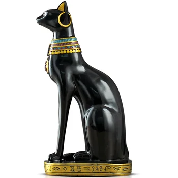 37CM Patung BASTET Patung Dewa Kucing Mesir Patung Kerajinan RESINA Alami Mesir Kuno Dekorasi Meja Rumah R1673