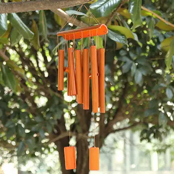 Chinês Criativo Longo De Bambu Sinos De Vento Artes Decorativas E Artesanato De Espaço Cênico Ao Ar Livre Do Jardim De Madeira Antiga Pingente Pendurado