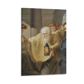 Diógenes Procurando um Homem Honesto com a lanterna J. H. W. Tischbei 1780 HD de Alta Qualidade Tela de Pintura de Cartazes na parede