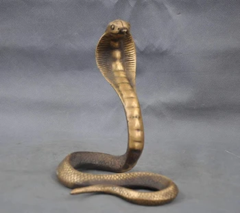Koleksi Cina Buatan Tangan Patung Kuningan Kekayaan Cobra Patung