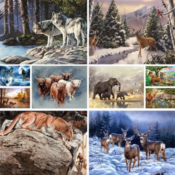Animal Selvagem Lobo Colorir Por Números De Pintura Completo Kit De Tintas Acrílicas 50*70 Pintura Em Tela De Decoração De Parede Para Adultos