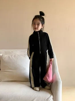Crianças Conjuntos De Produto Coreano Meninos Meninas Rapazes Raparigas Movimento SweaterHoodies Roupa Das Crianças Zíper Camisa Nova Estação Do Outono